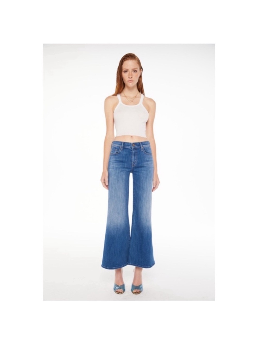 MOTHER The Twister Ankle Women's Blue Wide-Leg Jeans